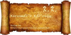 Kercsmár Károly névjegykártya